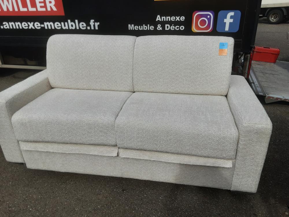 CANAPÉ 3 PLACES CONVERTIBLE EXPRESS TISSU BEIGE - 2 COLIS (87539) 2ÈME CHOIX