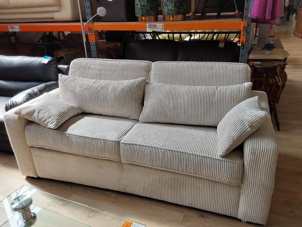 CANAPÉ 3 PLACES CONVERTIBLE RAPIDO COUCHAGE 140CM  COTELÉ BEIGE 2 COLIS (128101) 2ÈME CHOIX