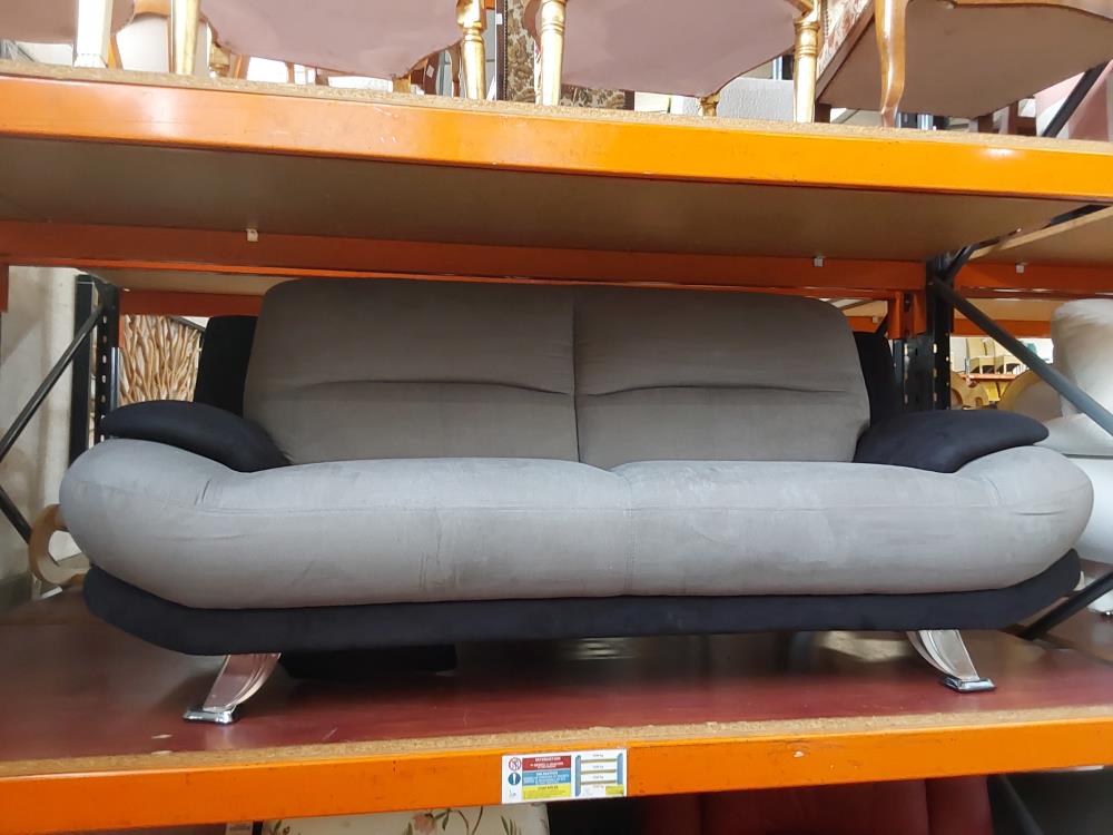 CANAPÉ 3 PLACES BICOLORE MICROFIBRE GRIS ET NOIR (60955) 2ÈME CHOIX