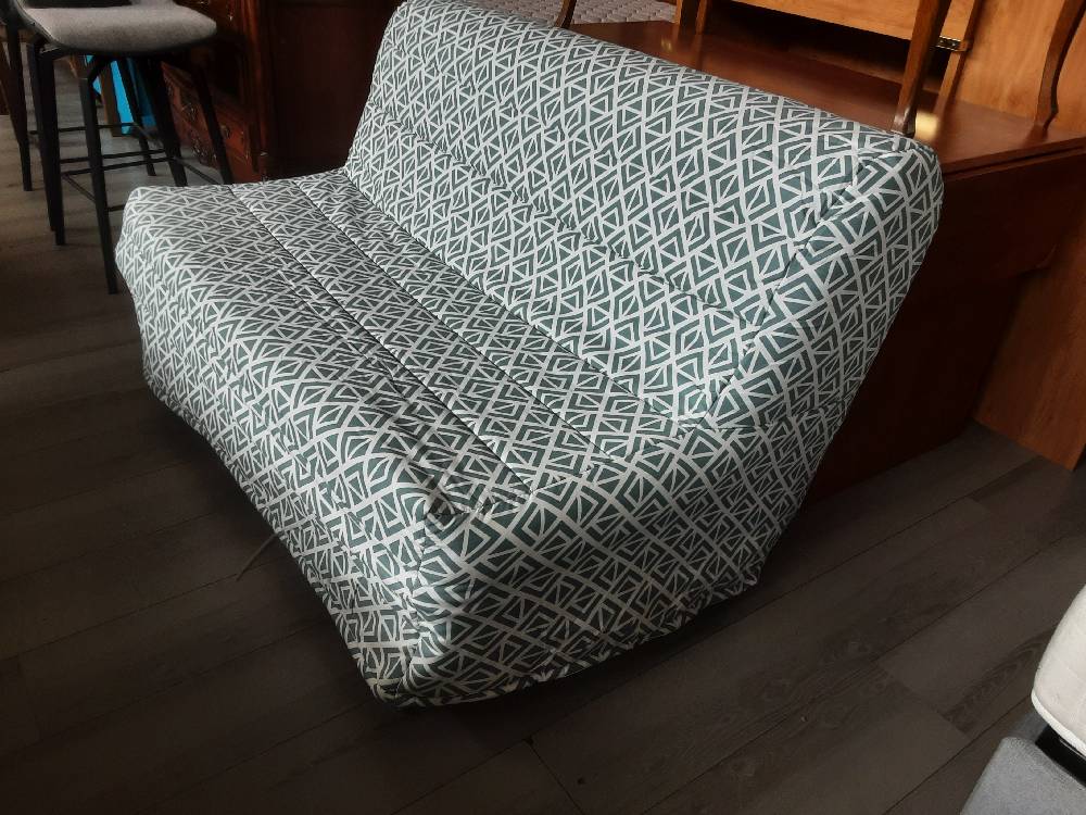 CANAPÉ CONVERTIBLE BZ BLEU CIEL 100% COTON (137081) 2ÈME CHOIX