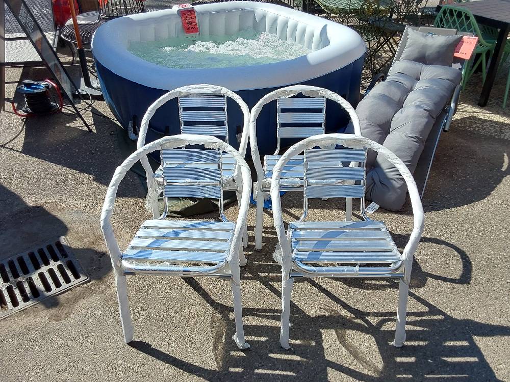 LOT DE 4 CHAISES DE JARDIN EN ALUMINIUM (84105) 2ÈME CHOIX