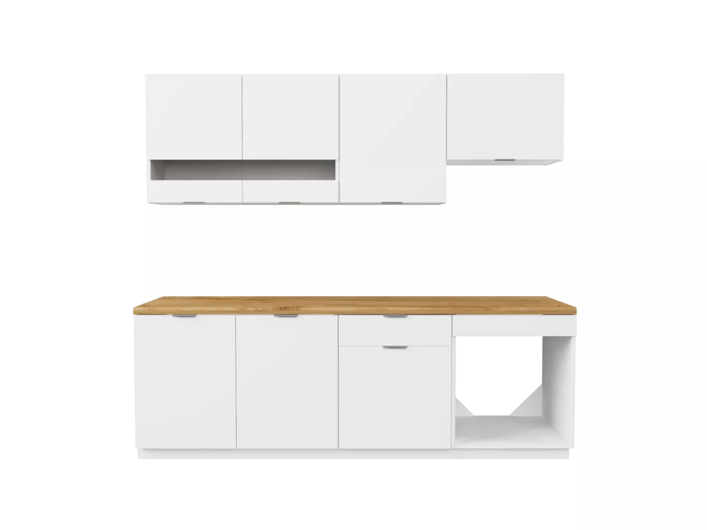 CUISINE COMPLÈTE COLORIS BLANC ET BOIS 200CM - 7 COLIS (137273/75/77/83/85)