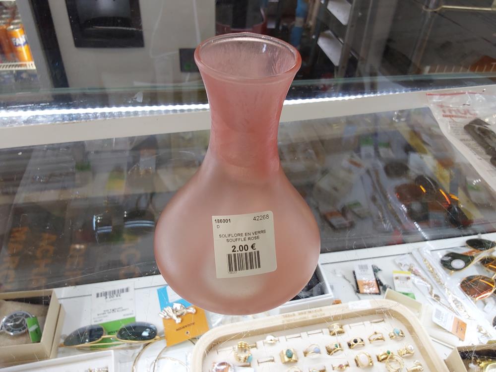 SOLIFLORE EN VERRE SOUFFLÉ ROSE 