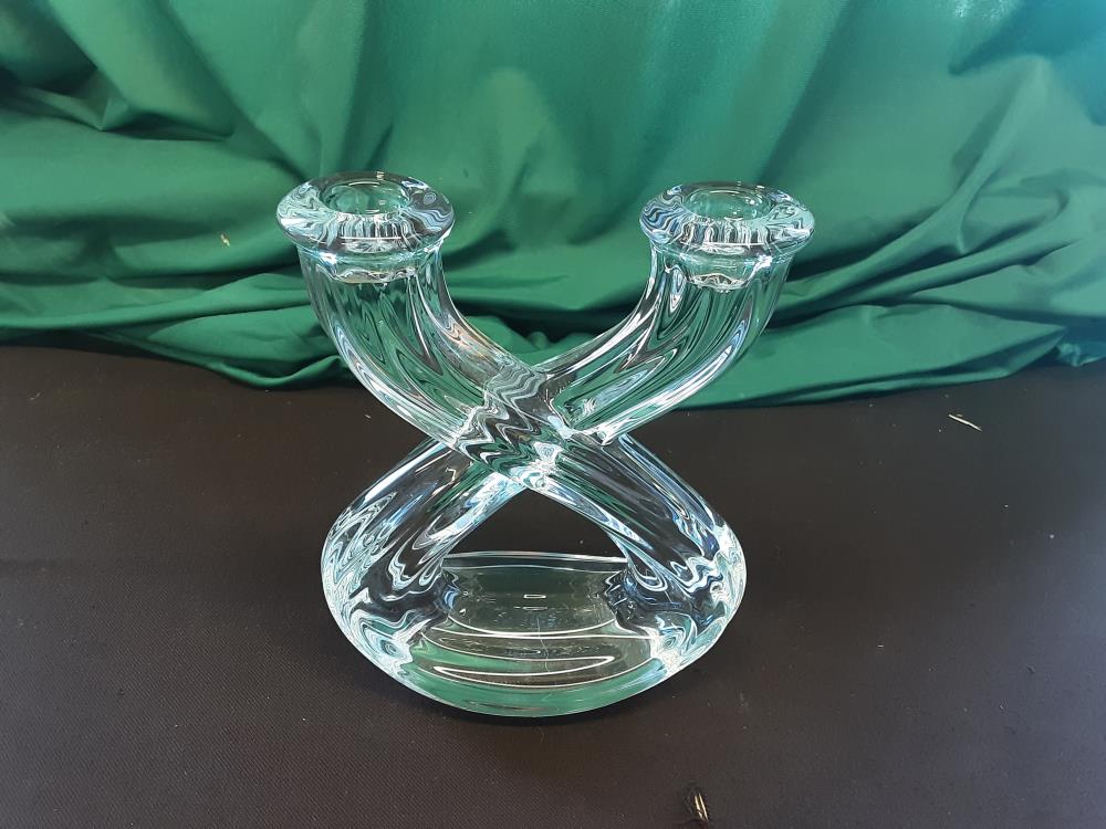 BOUGEOIR 2 BRANCHES CRISTAL DE VANNES