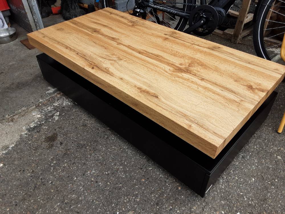 TABLE BASSE 2 TIROIRS COLORIS BOIS ET NOIR (126157) 2ÈME CHOIX