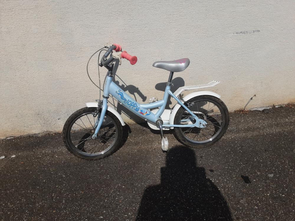 VELO ENFANT JOPPY BLEU ET BLANC 14P