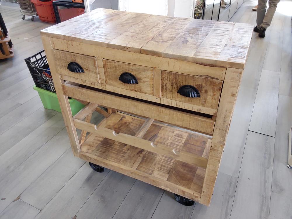 CONSOLE DE BAR 4 TIROIRS ET RANGE BOUTEILLES MANGUIER