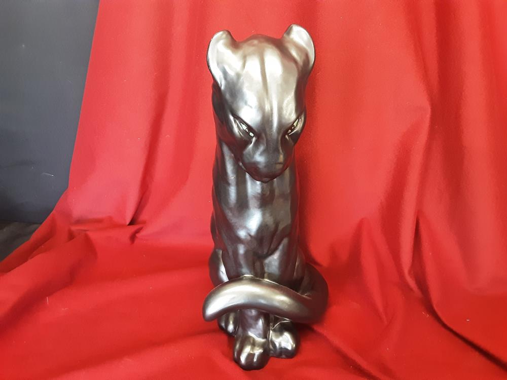 PANTERE NOIRE EN CERAMIQUE VALLAURIS H40CM