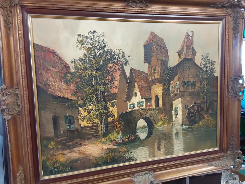 TABLEAU TGM MOULIN A EAU CADRE BOIS ROCOCO 