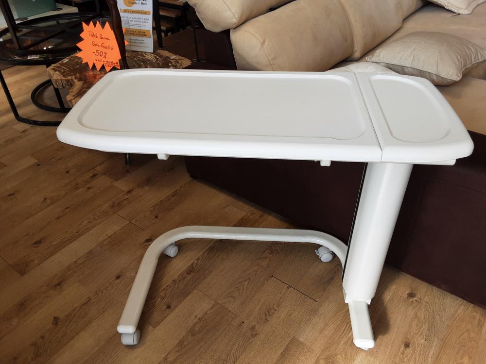 TABLE DE MALADE PLATEAU PVC PIVOTANT  PIED METAL 109 CM HAUTEUR MAX