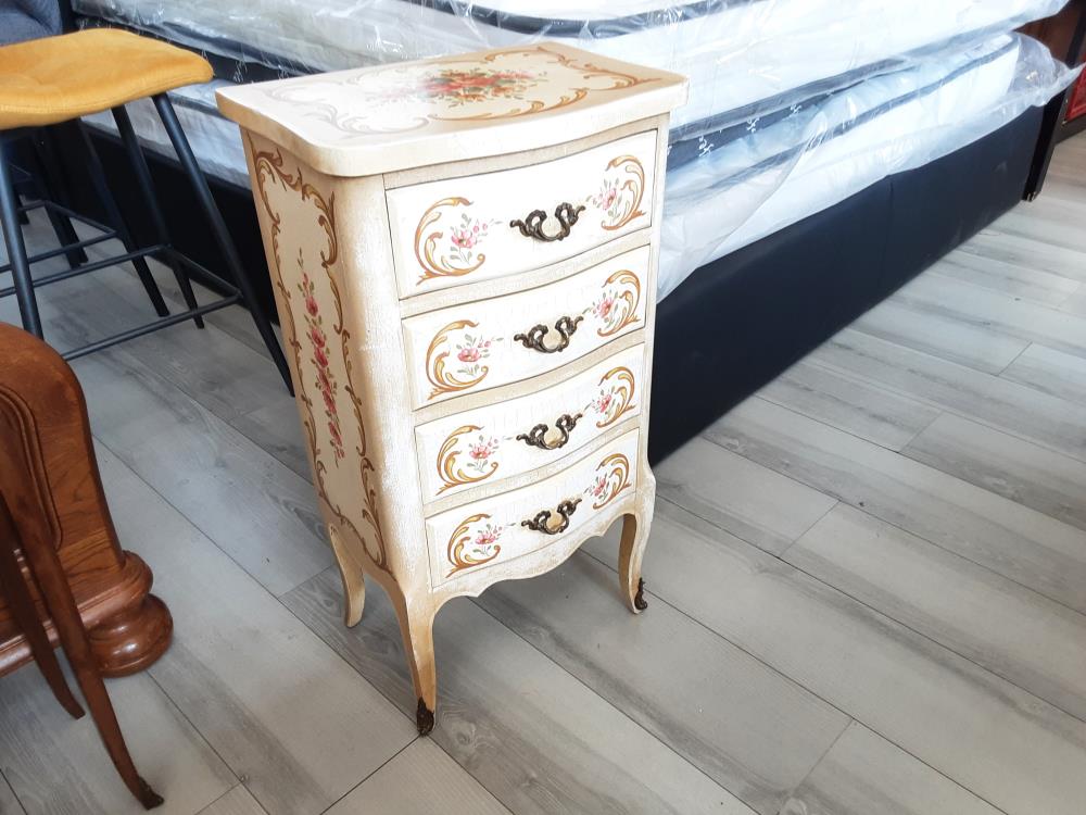 MEUBLE BAS 3 TIROIRS BLANCS - CRAQUELÉ ET POLYCHROME