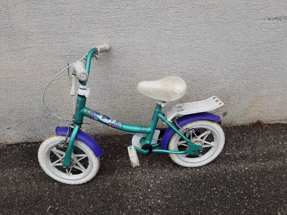 VELO ENFANT KIDO VERT ET MAUVE 12P