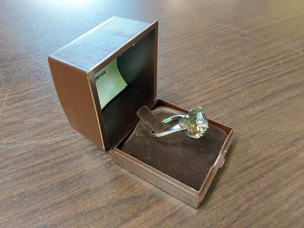 BAGUE ARGENT PIERRE BRUNE