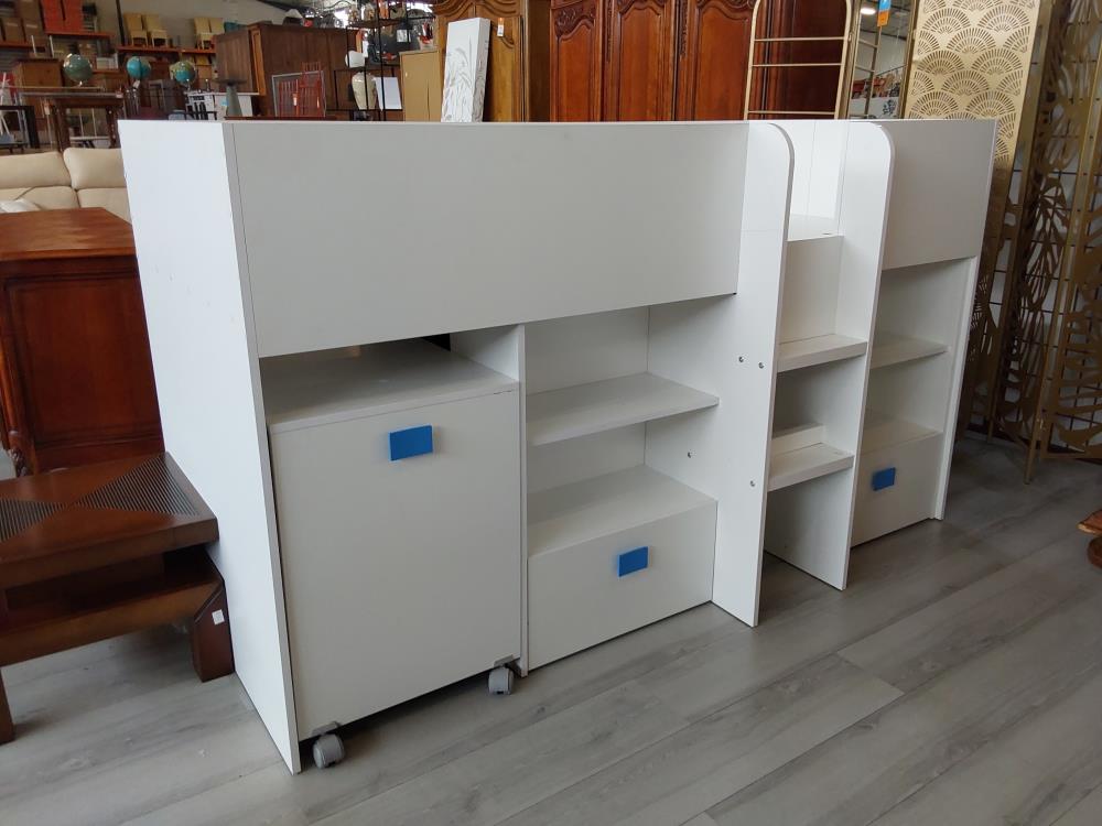 LIT COMPACT 90 X 200 2 TIROIRS AVEC BUREAU BLANC 