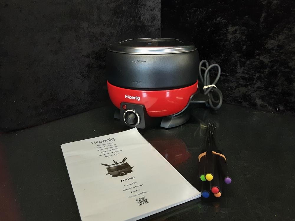 APPAREIL ELECTRIQUE A FONDUE H KOENIG 800W ROUGE ET NOIR
