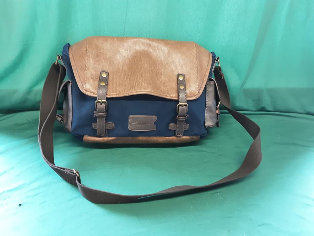 SAC CARTABLE BLEU ET BRUN CARRERA A BANDOULIÈRE