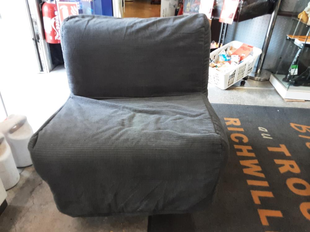 FAUTEUIL BZ 1 PLACE HOUSSE GRISE 80 X 195 DE COUCHAGE