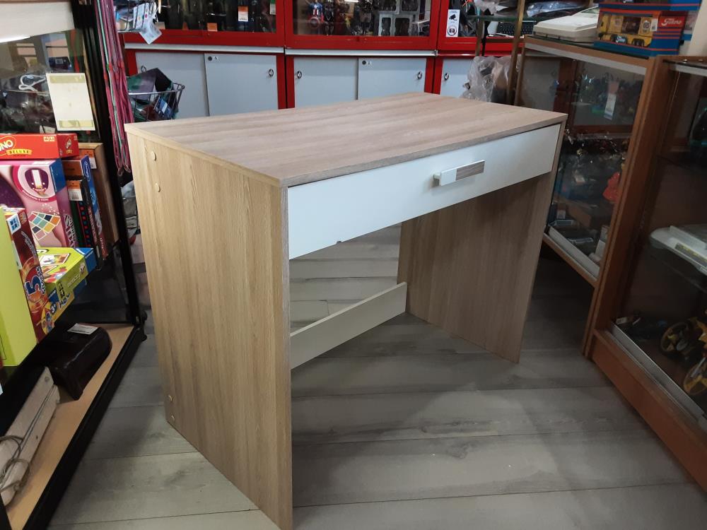 BUREAU 1 TIROIR COLORIE BLANC ET BRUN