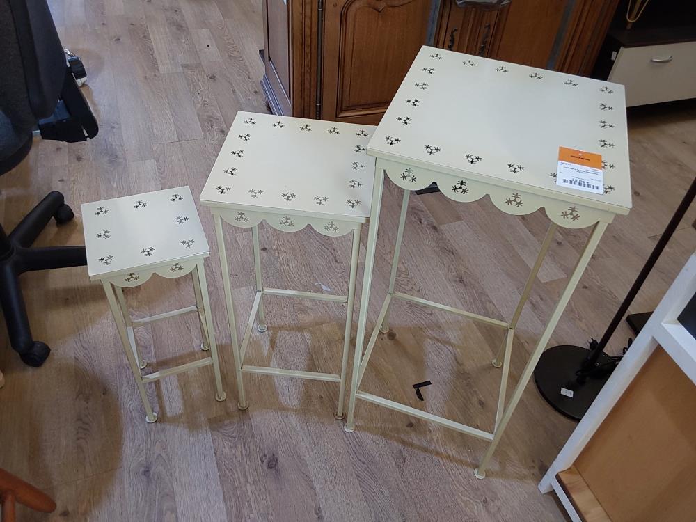 LOT DE 3 TABLE GIGOGNE METAL