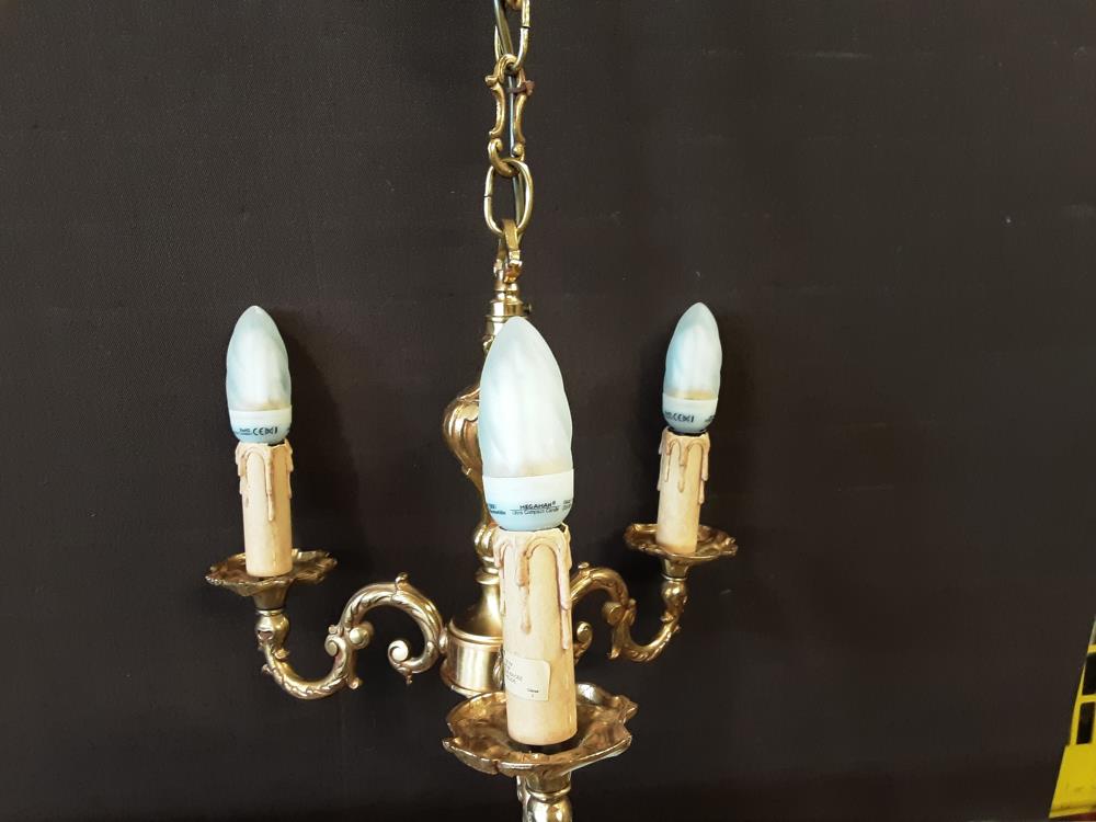 LUSTRE 3 BRANCHES EN BRONZE