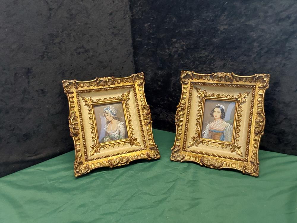 PEINTURE PORTRAIT CADRE DORÉ PM 17X19