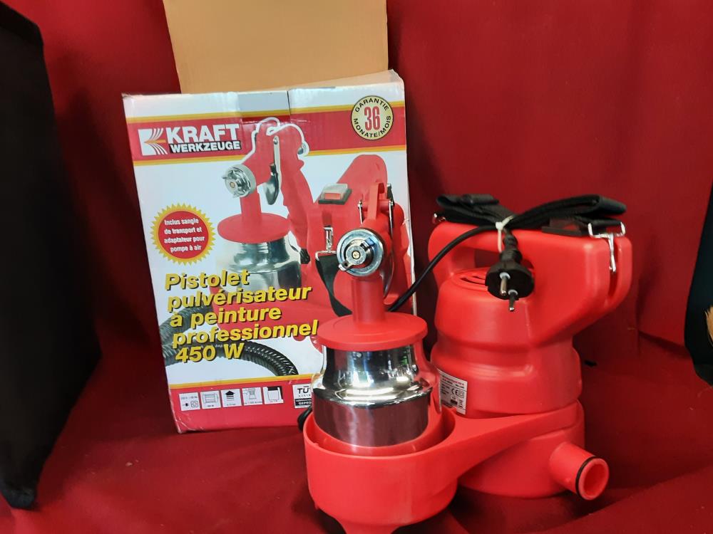 PISTOLET PULVERISATEUR A PEINTURE 450W KRAFT JAMAIS UTILISÉ 