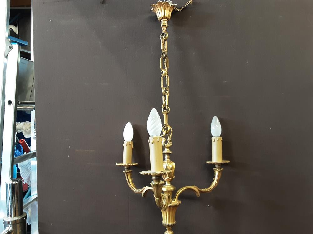 LUSTRE 3 BRANCHES BRONZE