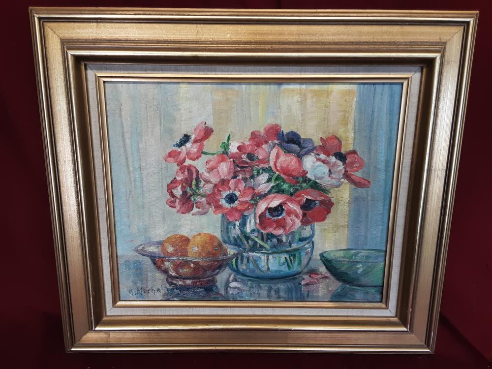 TABLEAU CADRE DORÉ FLEURS ET ORANGES