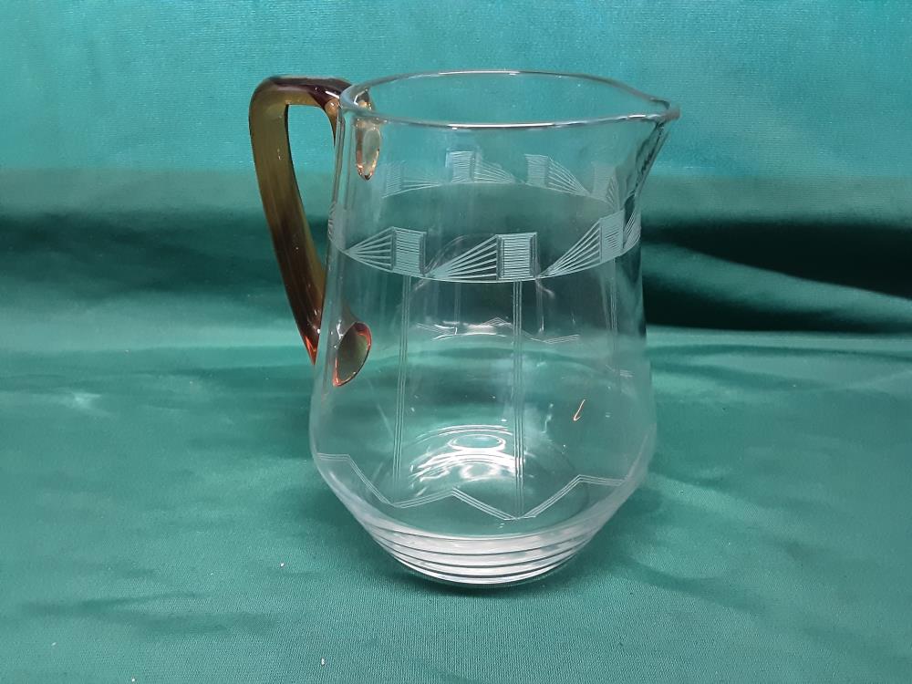 CRUCHE EN CRISTAL AVEC ANSE ORANGE