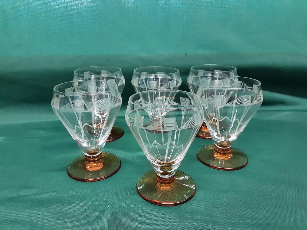 LOT DE 6 VERRES A PORTO ART DECO