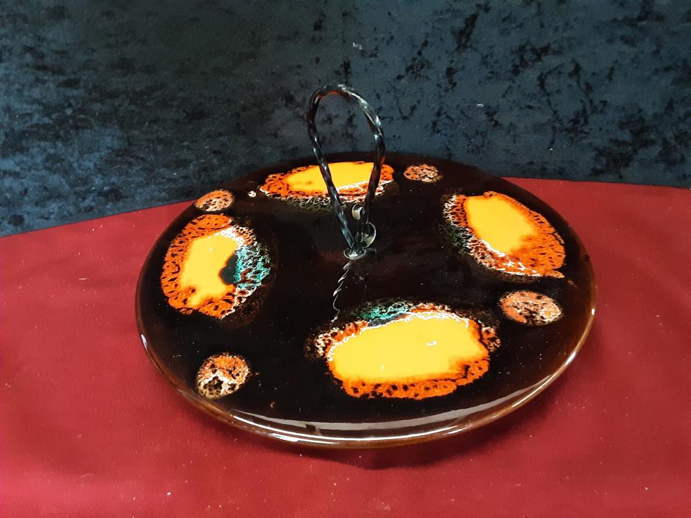 PLAT A GATEAUX BRUN ORANGE VALLAURIS
