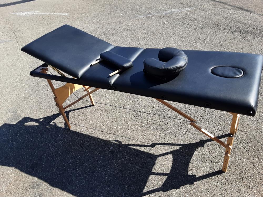 TABLE DE MASSAGE PORTABLE ET REGLAGE EN HAUTEUR SIMILI CUIR NOIR