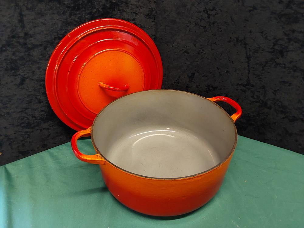 COCOTTE MINUTE FONTE ROUGE ORANGE AVEC 2 ANSES 