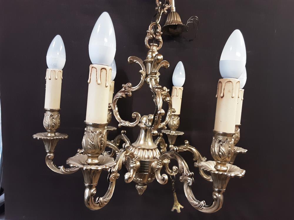 LUSTRE 6 BRANCHES EN BRONZE 