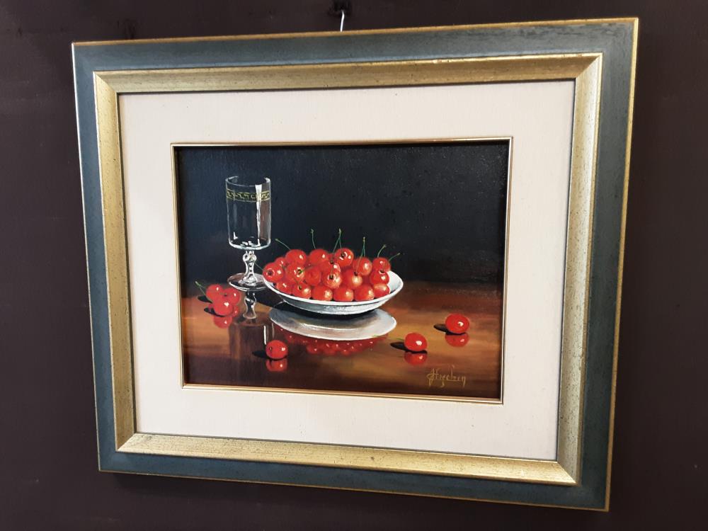TABLEAU CERISE SIGNÉ 45X55