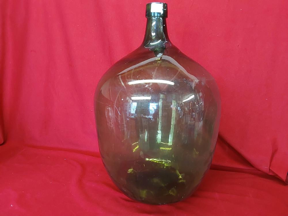 DAME JEANNE TGM VERTE ANCIENNE EN VERRE SOUFFLE 