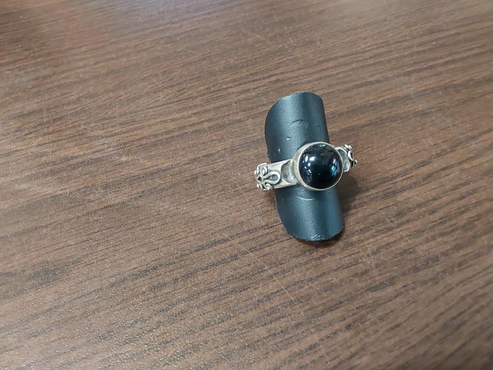 BAGUE METAL PERLE NOIRE