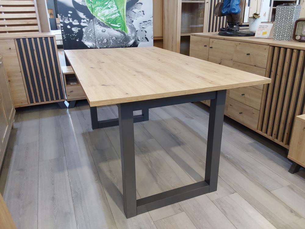 TABLE DENVER 160CM + 1 ALLONGE DE 40CM COLORIS CHENE ET ANTH. (002946/4251182709731)