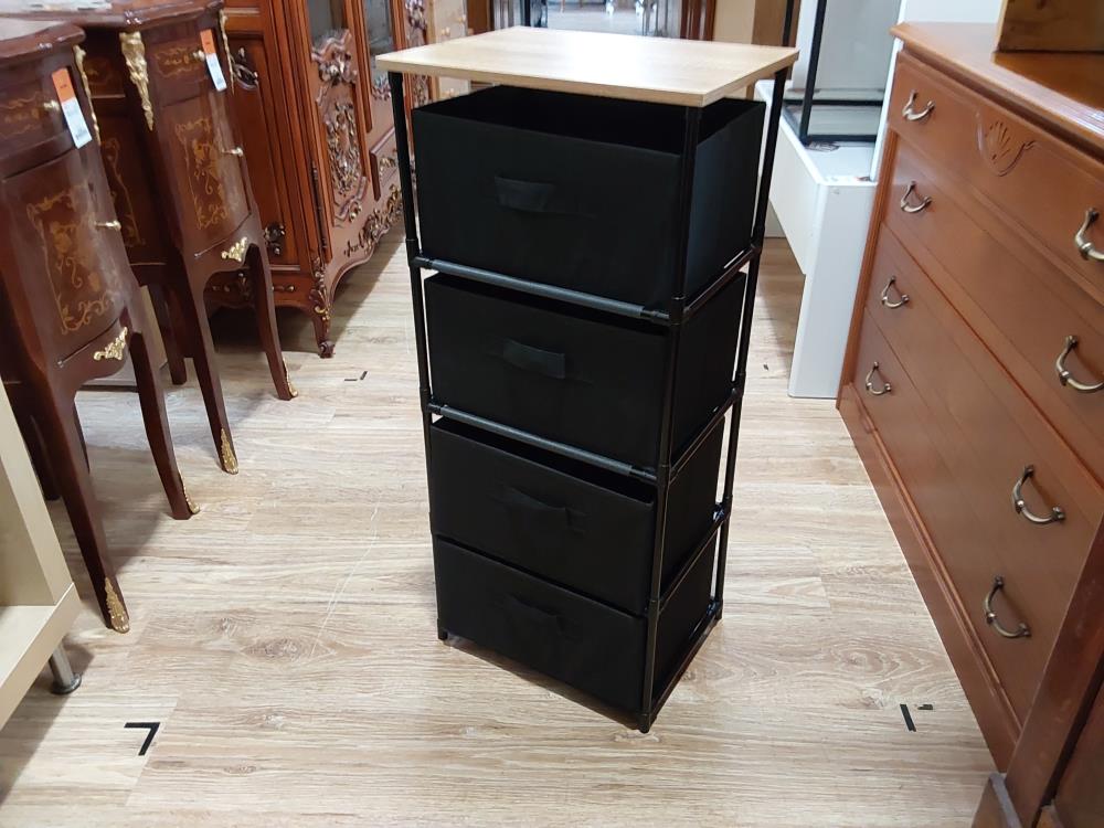 MEUBLE D'APPOINT 4 TIROIRS EN TISSU ANTHRACITE (151551)