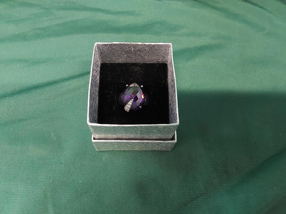 BAGUE EN ARGENT PIERRE CRISTAL VIOLET 
