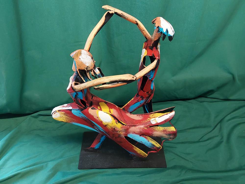 STATUETTE MÉTAL COUPLE DANSEURS