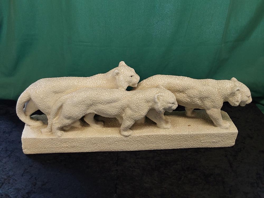 STATUE PLATRE GROUPE ANIMALIER 