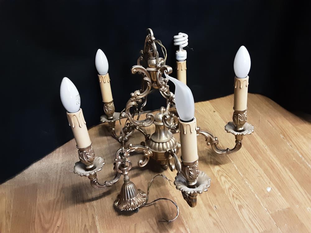 LUSTRE 5 BRANCHES MM EN BRONZE