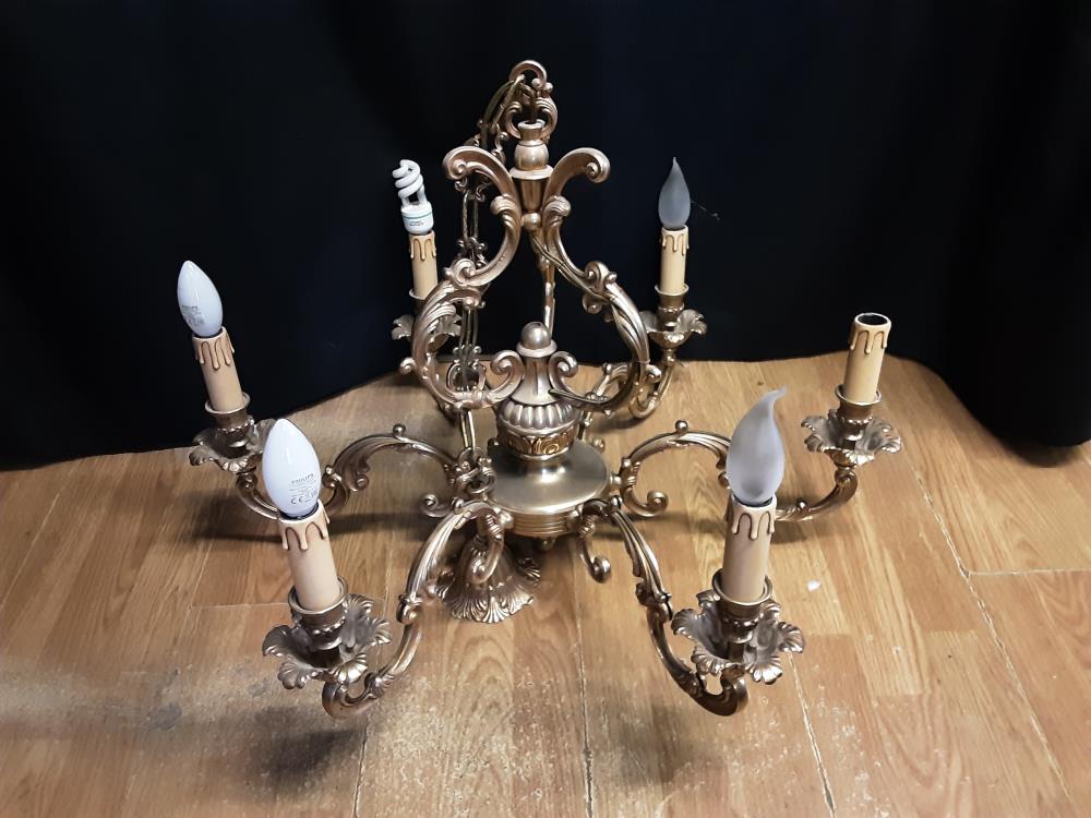 LUSTRE 5 BRANCHES GM EN BRONZE