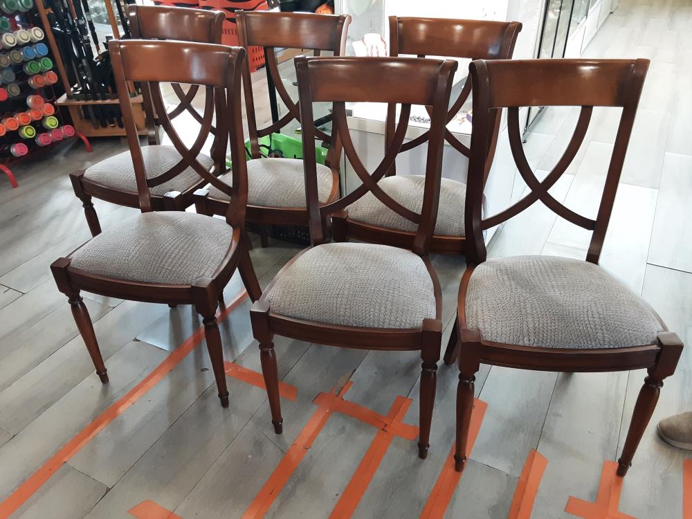 LOT DE 6 CHAISES MERISER ASSISES TISSU GRIS