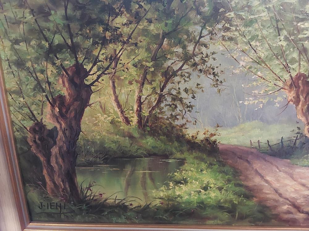 TABLEAU SUR TOILE SIGNEE MOTIF CHEMIN EN FORET
