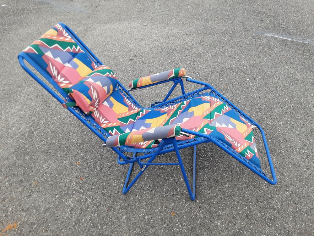 FAUTEUIL RELAX DE JARDIN METAL BLEU TISSU MULTICOLOR LAFUMA
