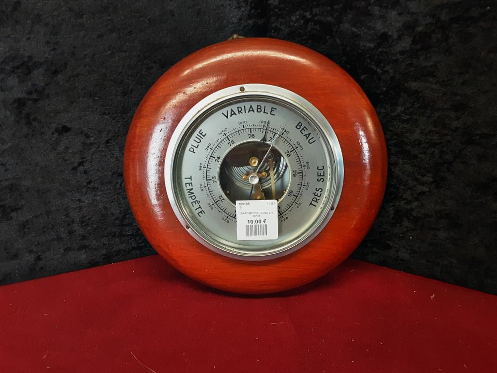 BAROMÈTRE ROND EN BOIS 