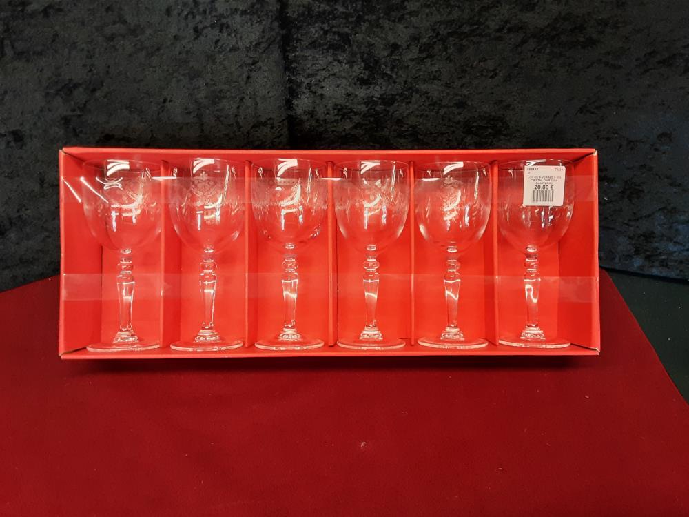 LOT DE 6 VERRES À VIN CRISTAL D'ARQUES DAMPIERRE 