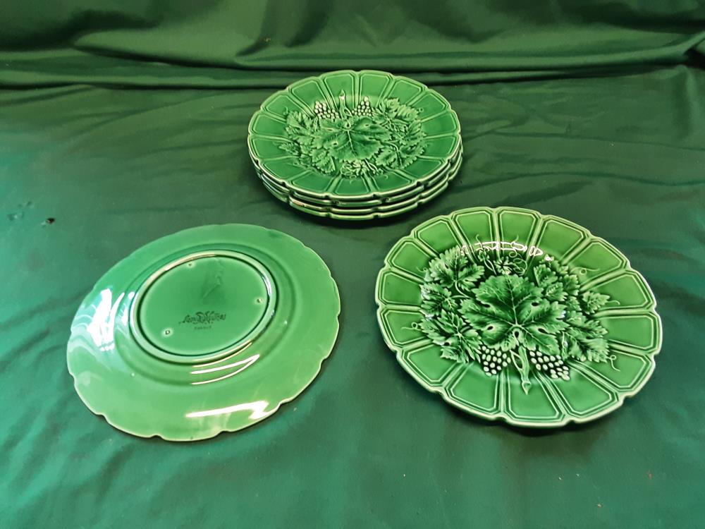LOT DE 6 ASSIETTES A DESSERTS BARBOTINE VERTES SARREGUEMINES